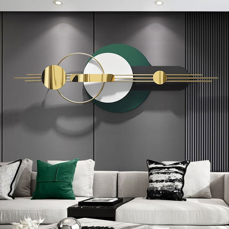 Modern Metal Wall Decor for Living Room Bedroom Geometric Wall Art in Gold & Green  Homary